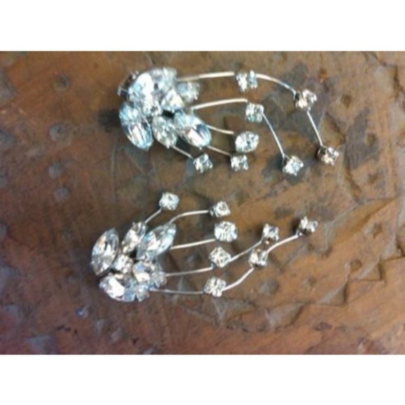 Wiesner Clip on Earrings Swarovski Crystals Climb up Ears Vintage Costume Jewels - Picture 4 of 5